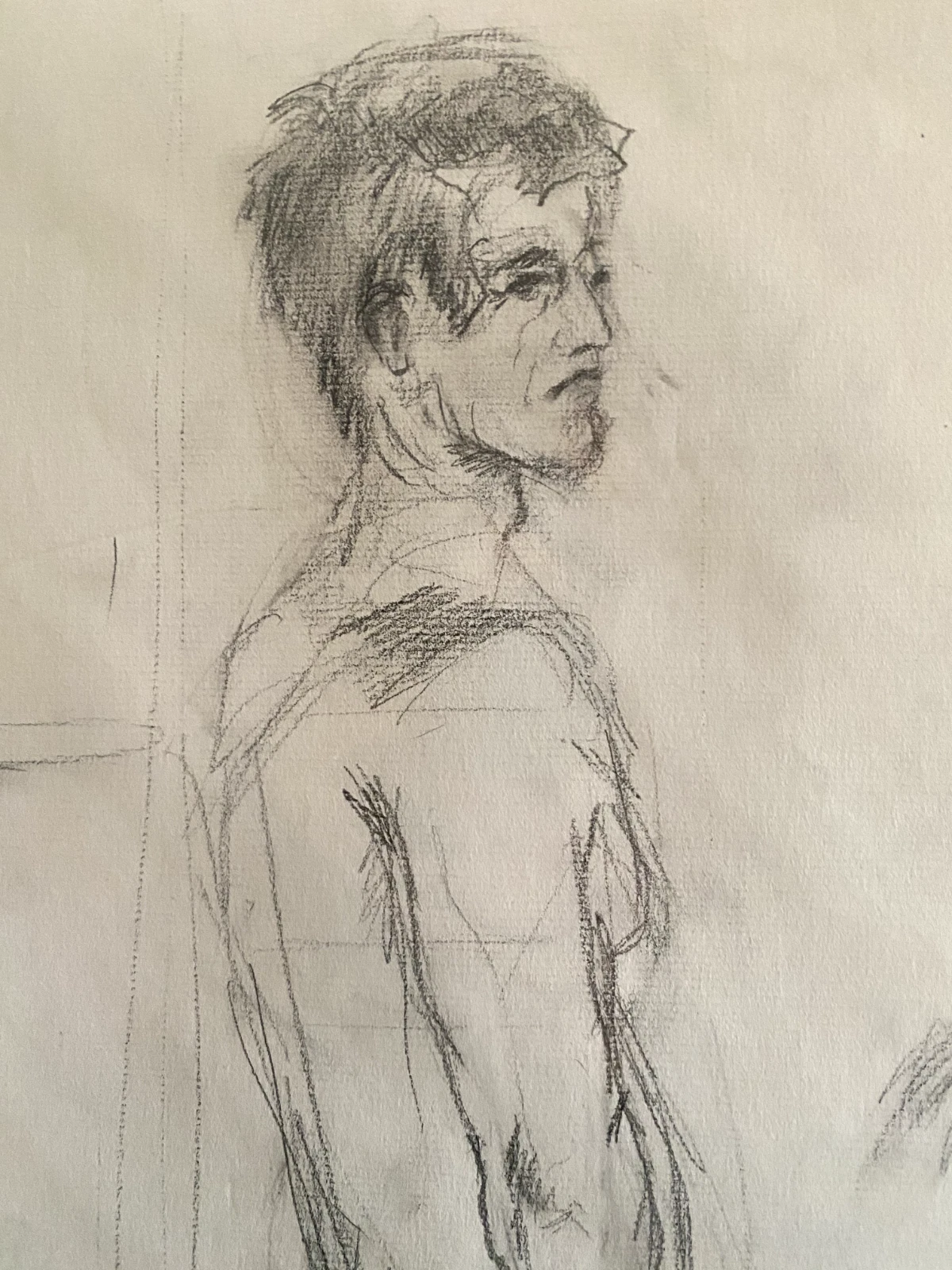 Original Graphite Figure Study – Male Nude Life Drawing – Academic Art Study - Image 2