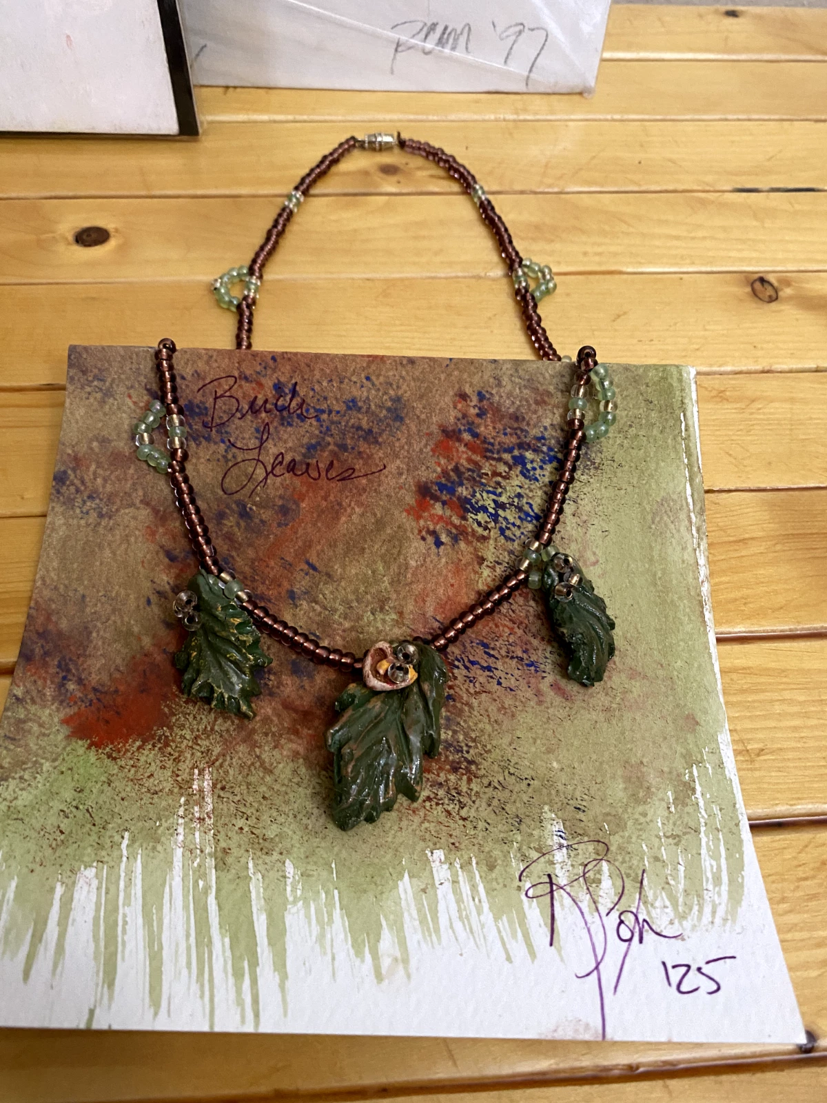 Handmade Terracotta Leaf Necklace – Birch Tree Inspired Nature Jewelry - Image 2