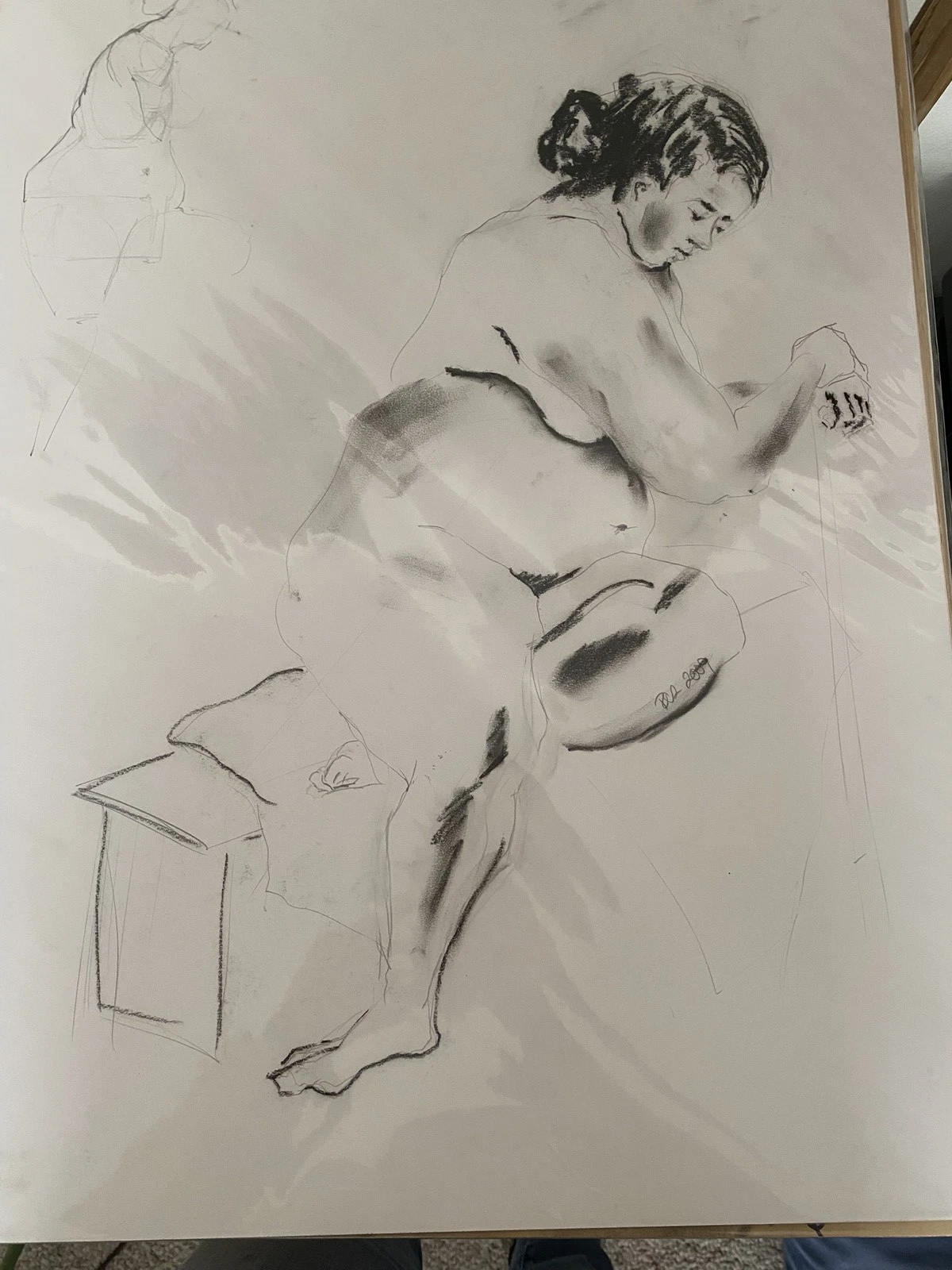Charcoal & Graphite Female Figure Study Original Academic Life Drawing