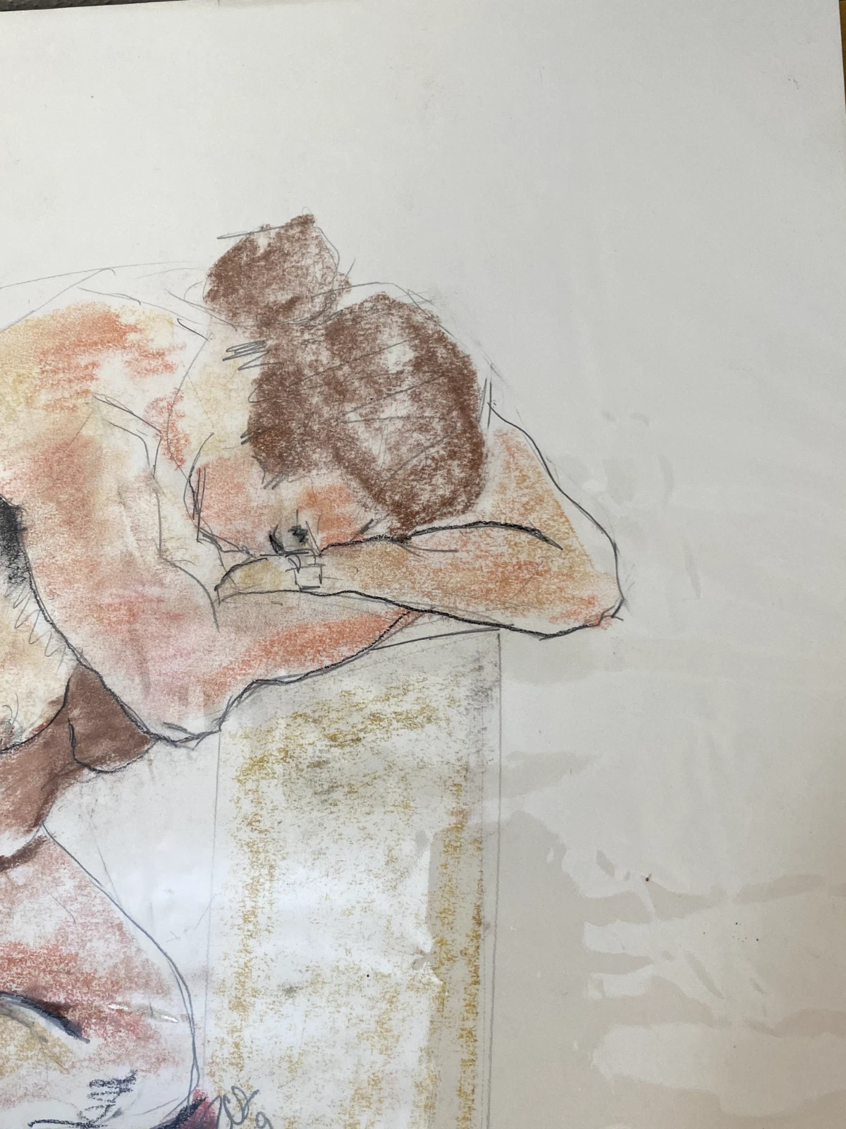 Original Pastel Figure Study from Life Drawing Class – Soft Expressive Nude Art - Image 3