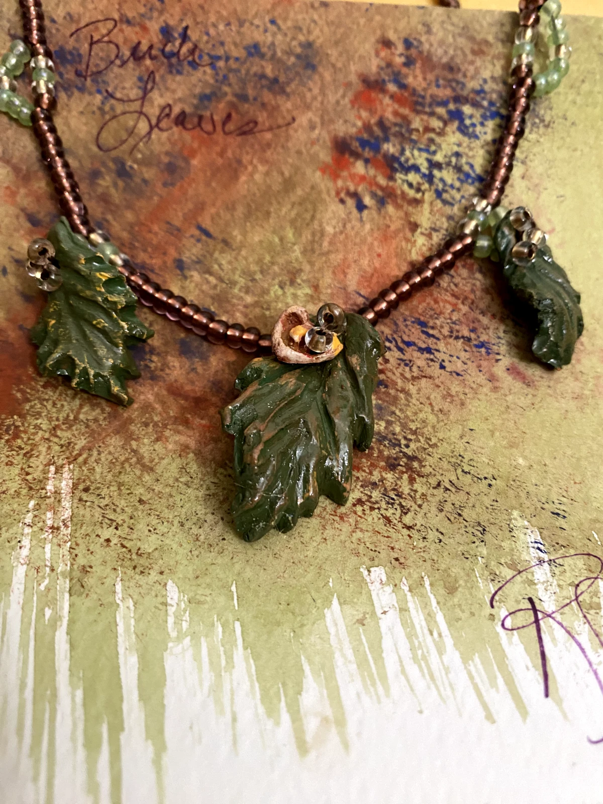 Handmade Terracotta Leaf Necklace – Birch Tree Inspired Nature Jewelry