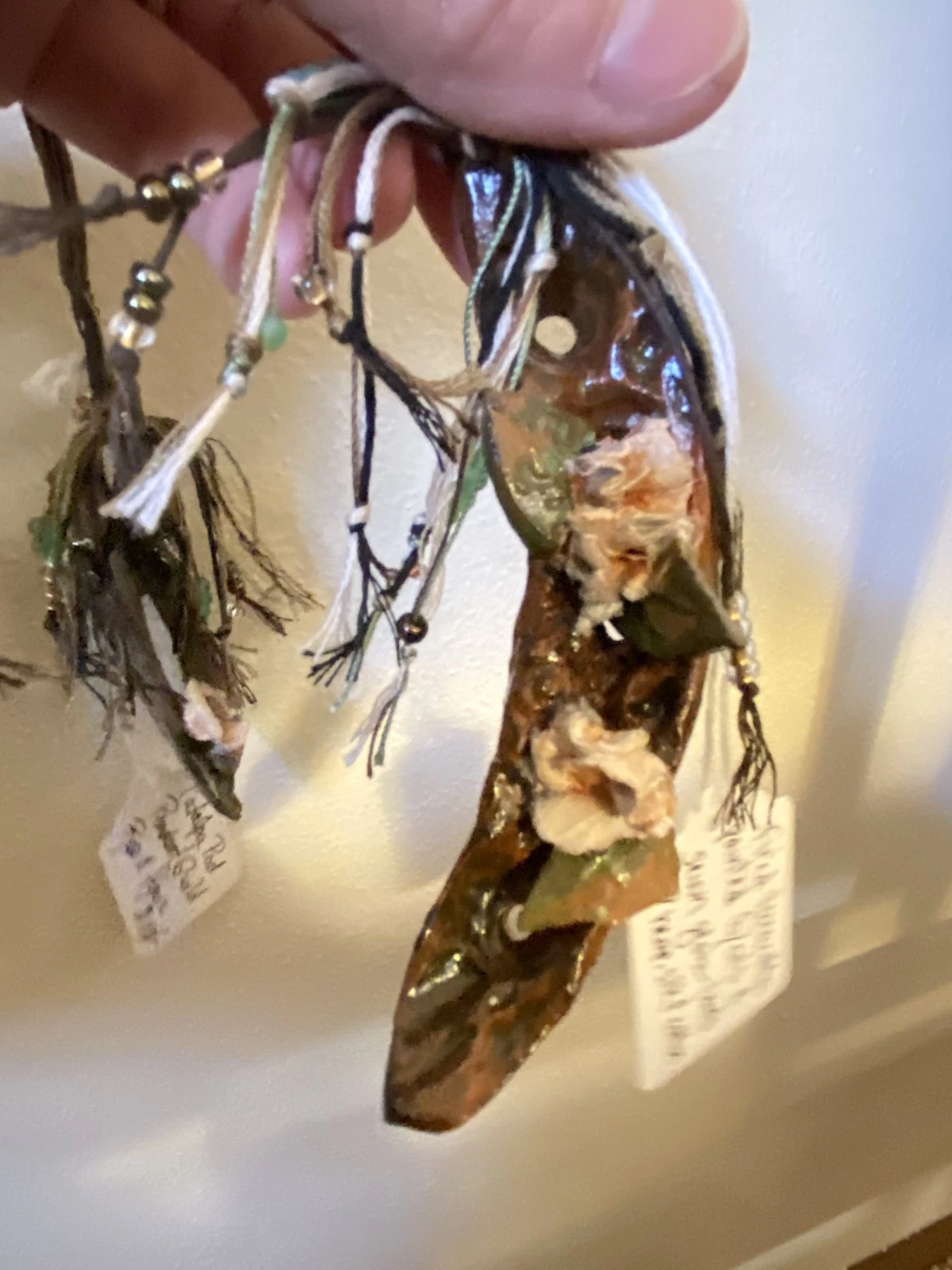 Mixed Media Botanical Jewelry - Silk Hemp Cotton & Glass Beads - Sculpted Pods