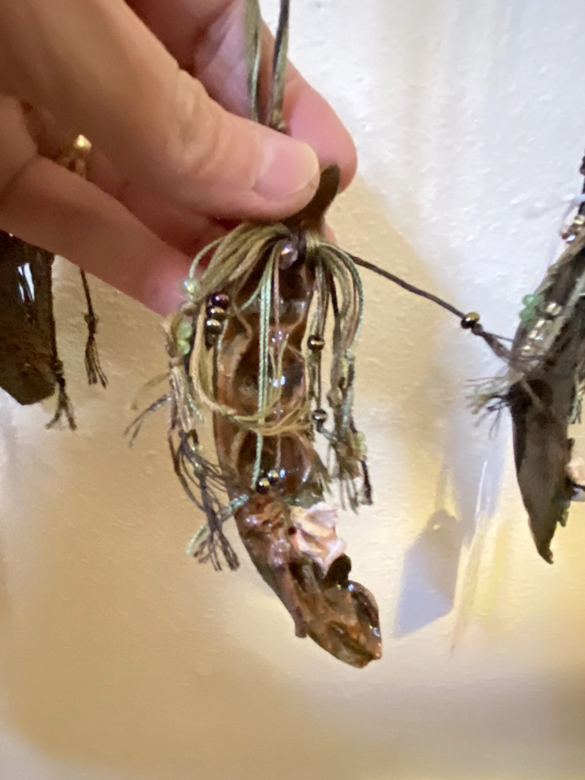 Mixed Media Botanical Jewelry - Silk Hemp Cotton & Glass Beads - Sculpted Pods