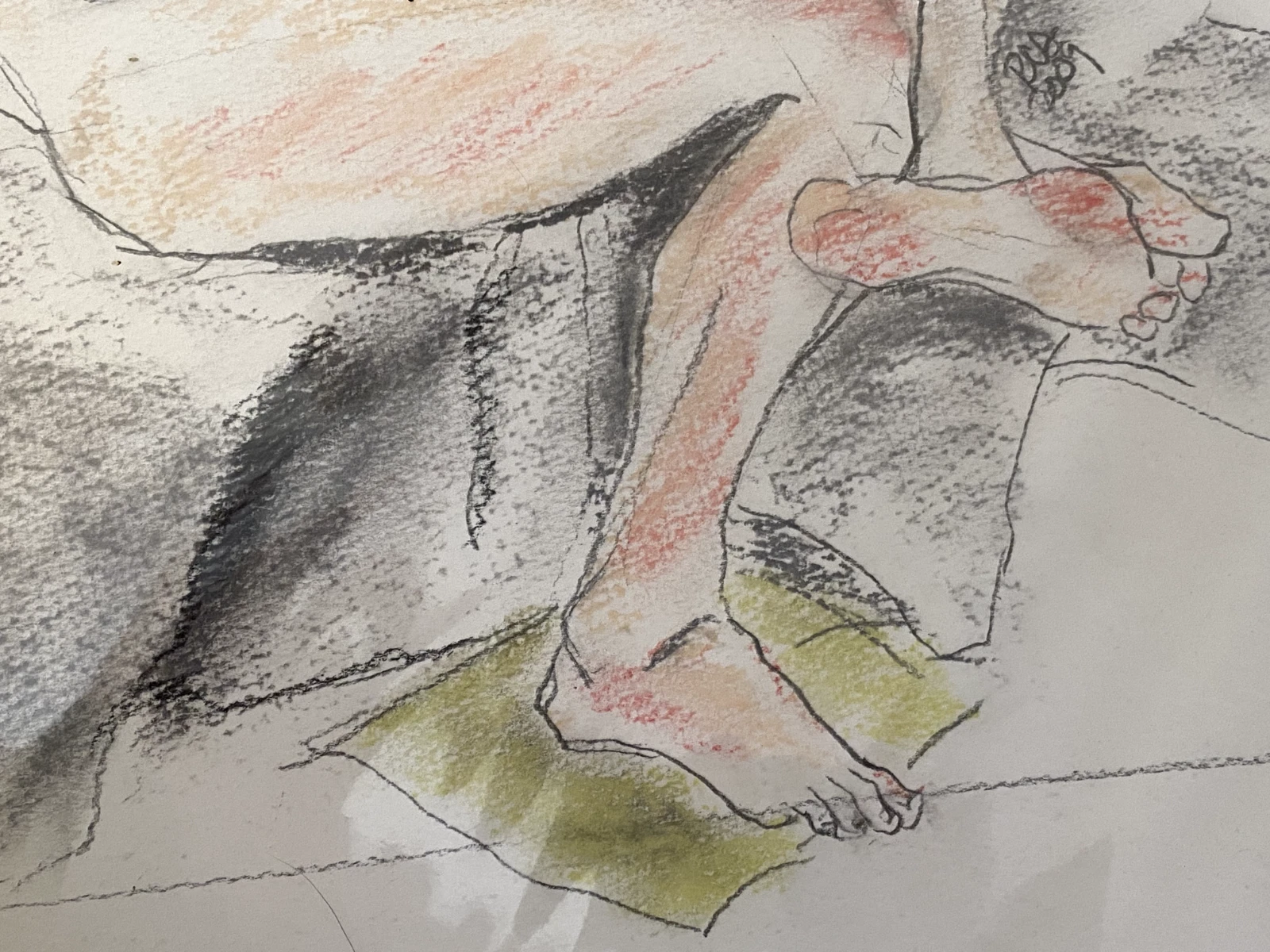 Original Pastel Male Figure Study – Seated Nude Life Drawing - Image 2