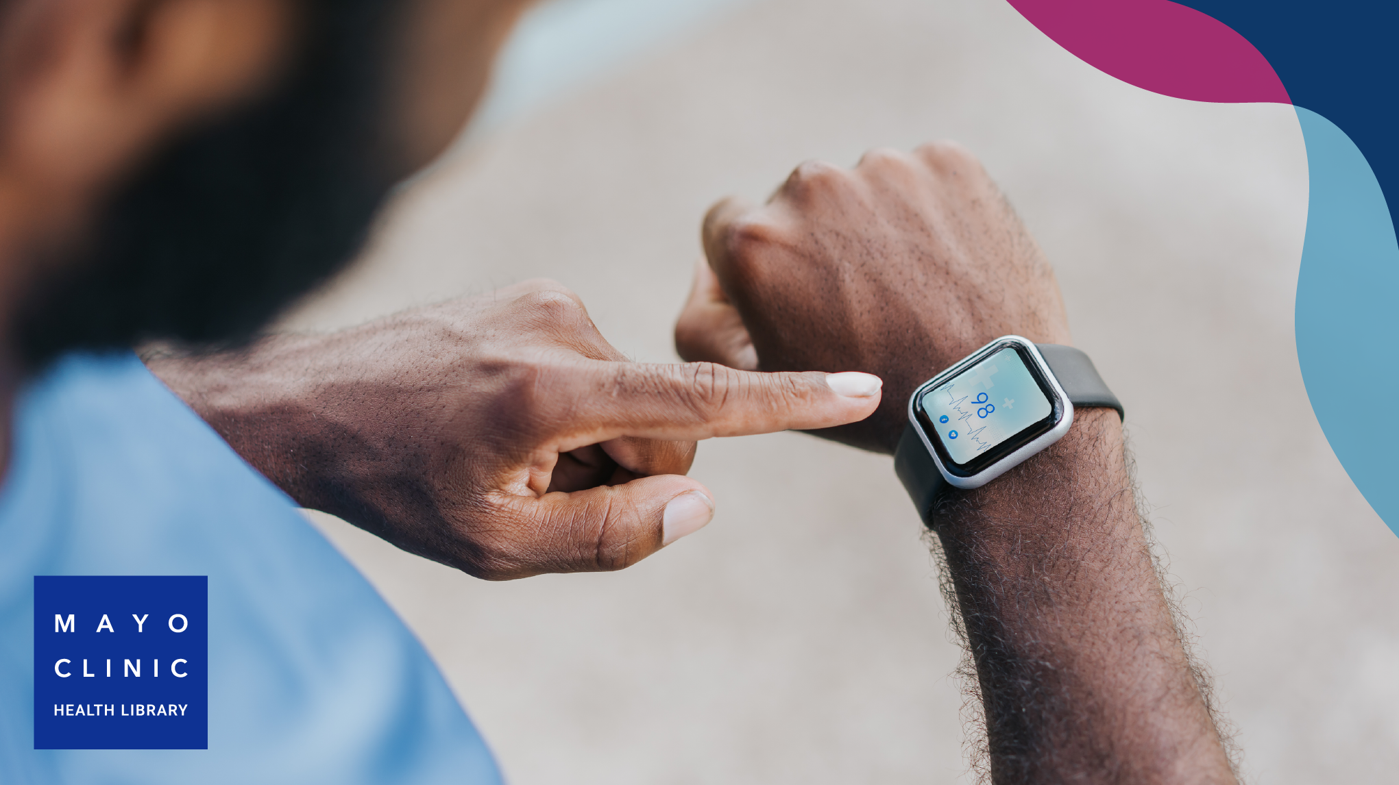 Man checking his heart rate on smartwatch.