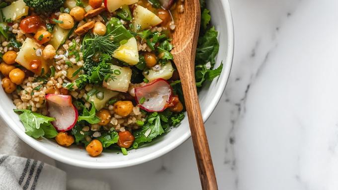 Whole grain, high fiber and plant-based protein in a make-ahead salad