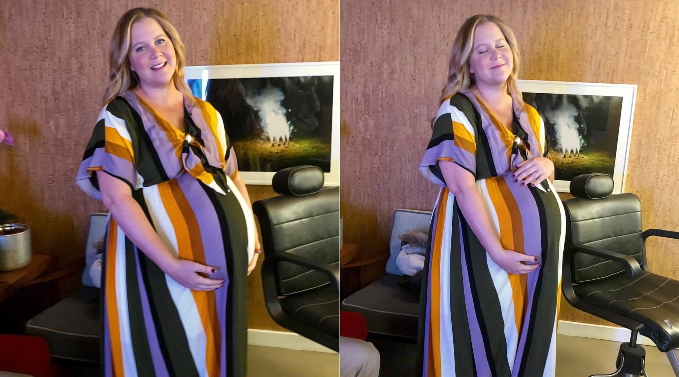 Pregnant Amy Schumer Shares Funny Video Putting on Socks(00)