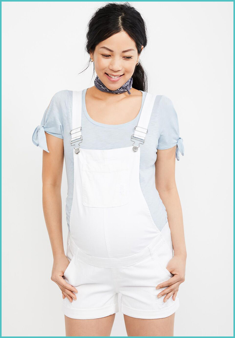 white maternity overalls