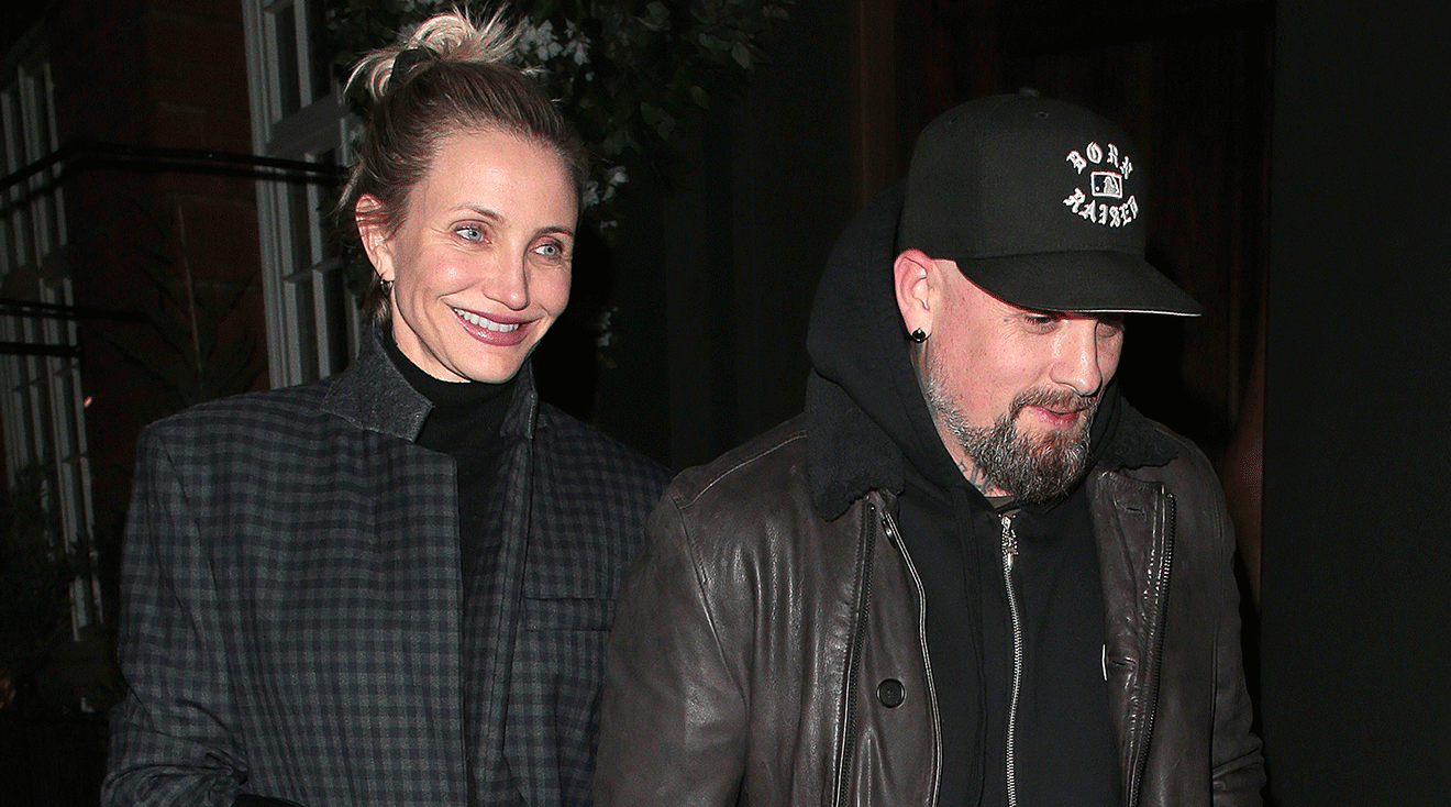 Cameron Diaz and Benji Madden ​seen on a night out at Sparrow Italia - Mayfair restaurant on December 02, 2022 in London, England