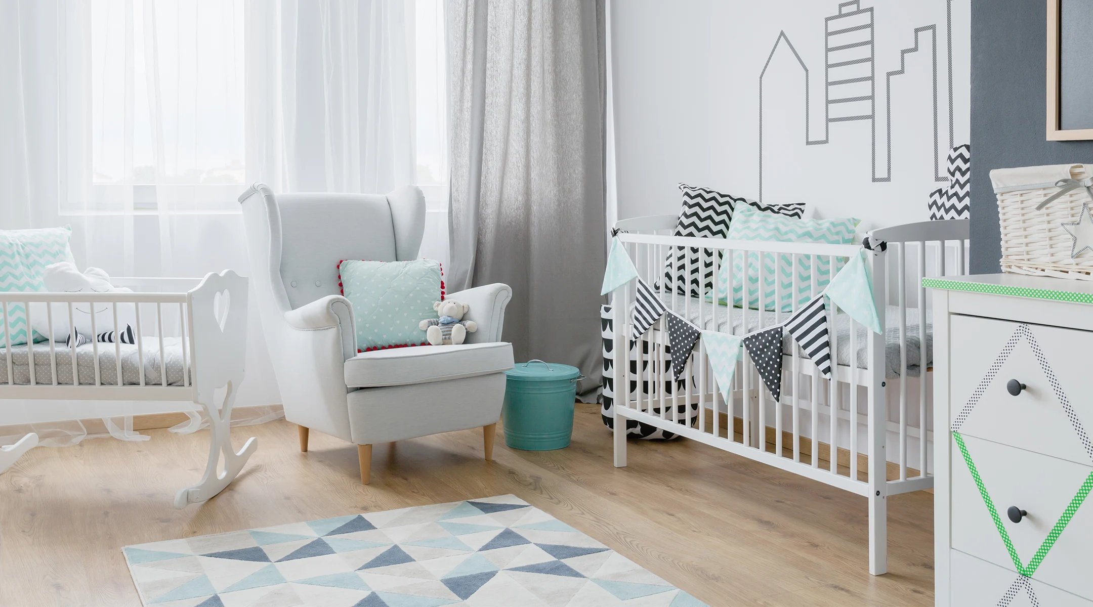 gray and teal nursery