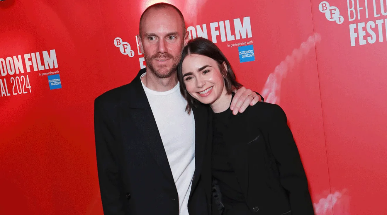 Charlie McDowell and Lily Collins attend a special presentation of "The Summer Book" at The Curzon Mayfair on October 12, 2024 in London, England