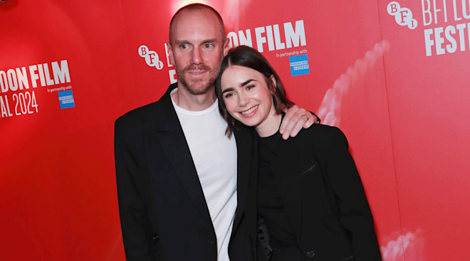 Charlie McDowell and Lily Collins attend a special presentation of "The Summer Book" at The Curzon Mayfair on October 12, 2024 in London, England