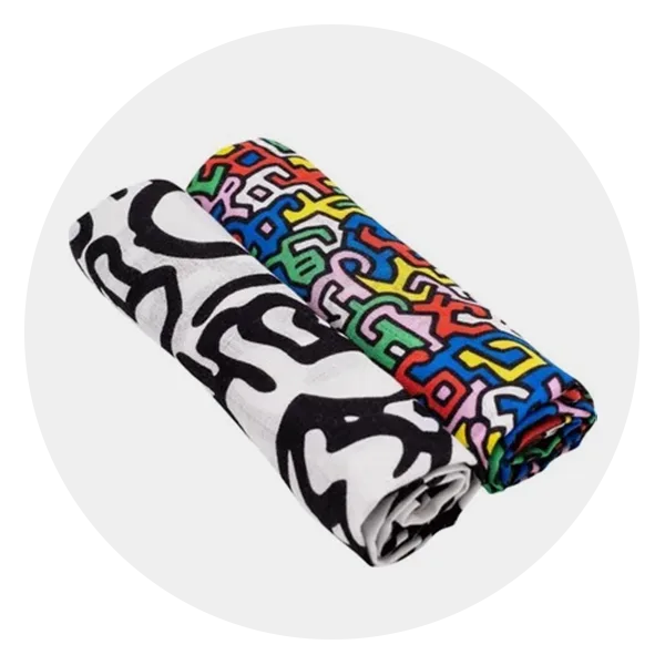 Etta Loves X Keith Haring Muslin Square Burp Cloths 2-Pack