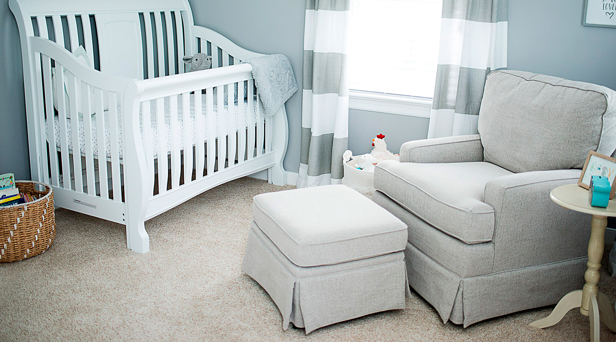 baby nursery room with white crib