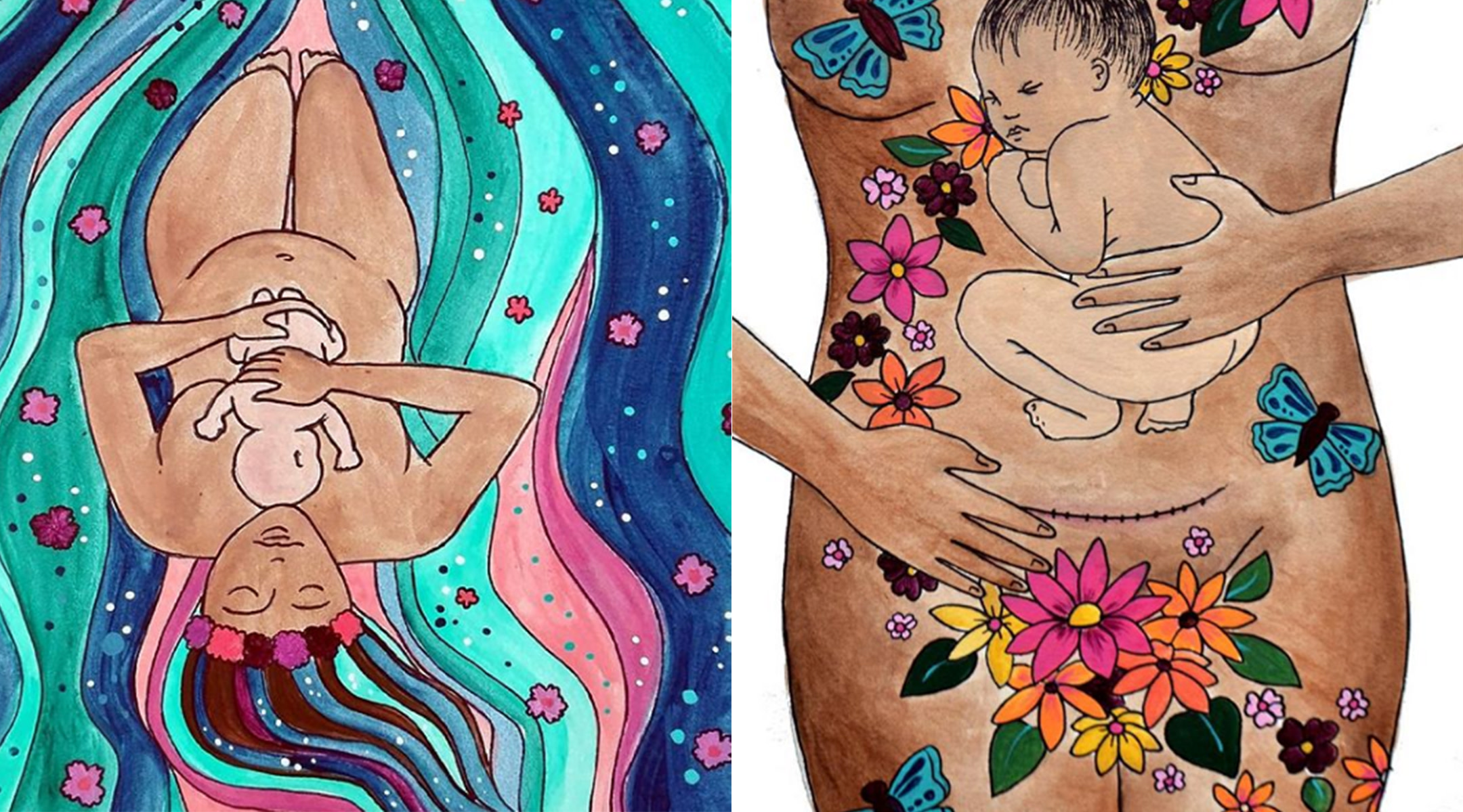 Paintings of women after giving birth