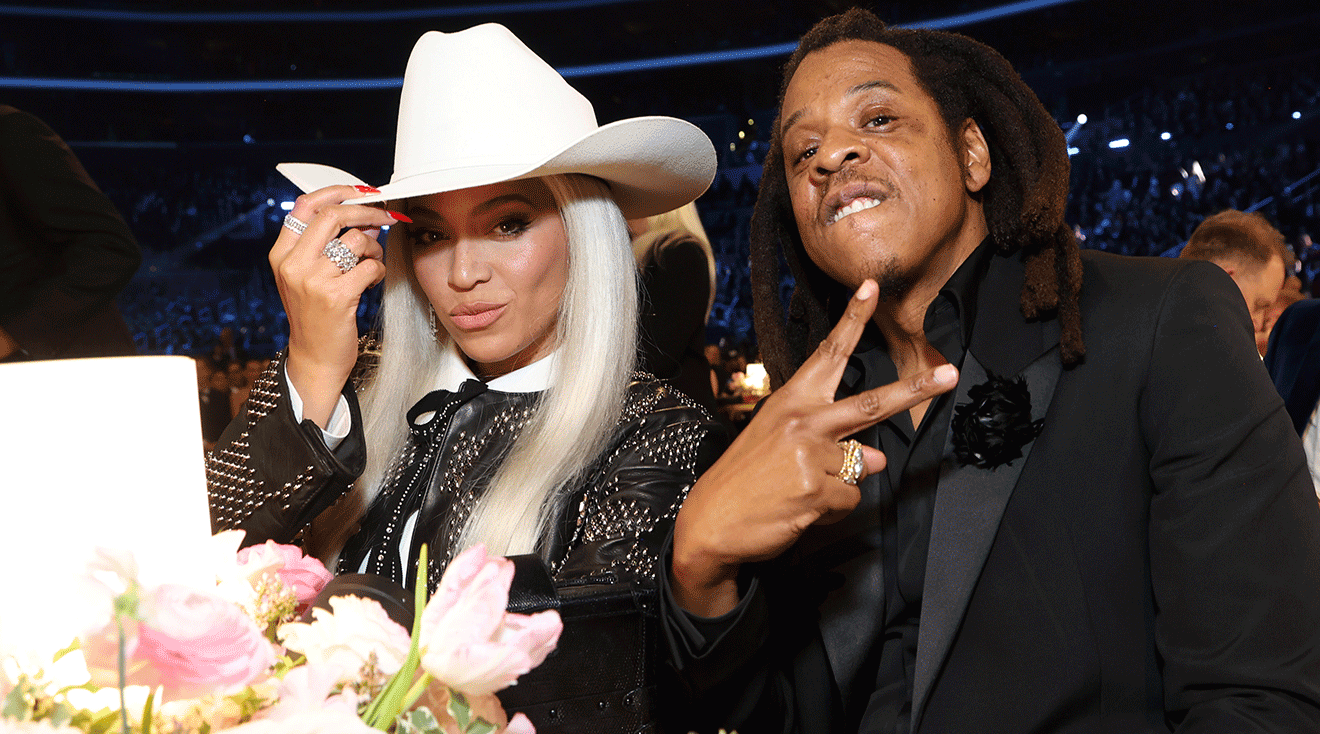 Beyoncé and Jay-Z attend the 66th GRAMMY Awards at Crypto.com Arena on February 04, 2024 in Los Angeles, California