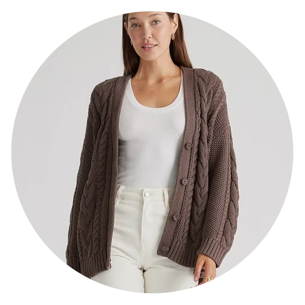 Quince 100% Organic Cotton Oversized Cable Cardigan