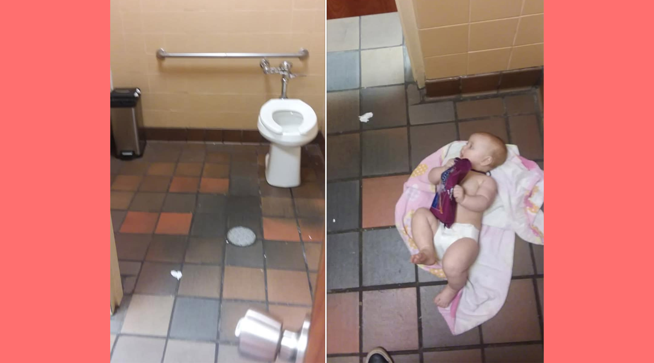 Dad Changes Baby On Restroom Floor, Adocates For Changing Tables