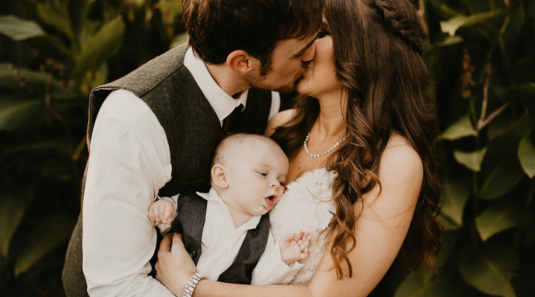Baby Interrupts Parents Wedding Photos For Milk photo