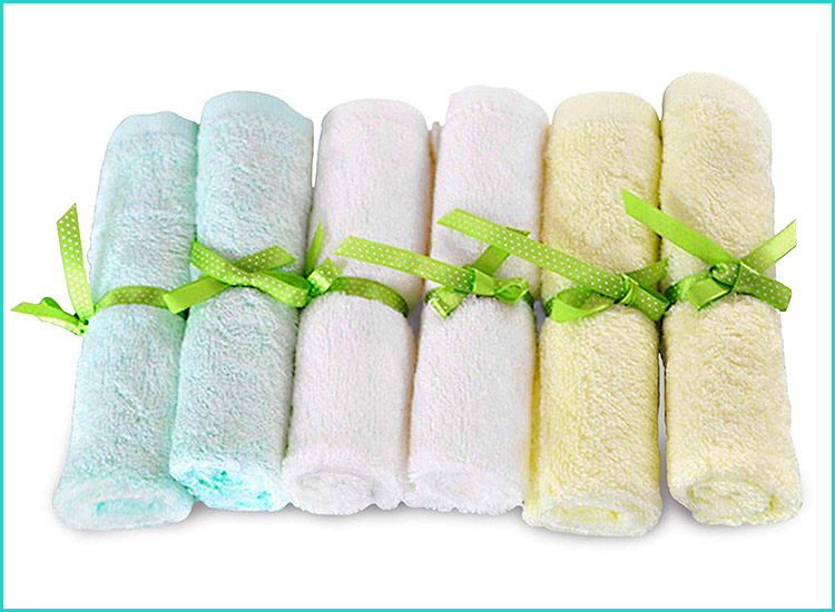 Bamboo Baby Washcloths 6-Pack 100% Bamboo Baby Reusable Wipes Perfect Baby Shower Gift or Registry Gift | Premium Extra Soft & Absorbent 600GSM Baby Towels For Sensitive Skin 