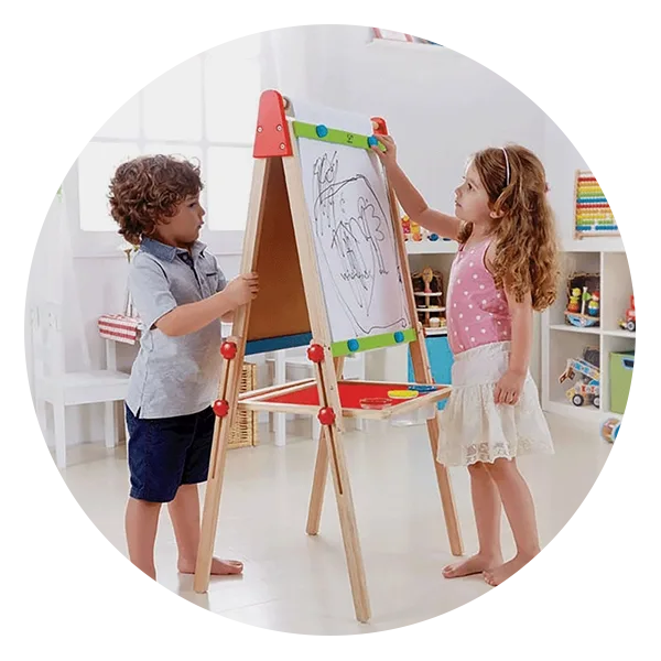 Ealing Kids Easel with Paper Roll Double-Sided Whiteboard & Chalkboard  Adjustable Standing Easel with Numbers and Other Accessories Painting