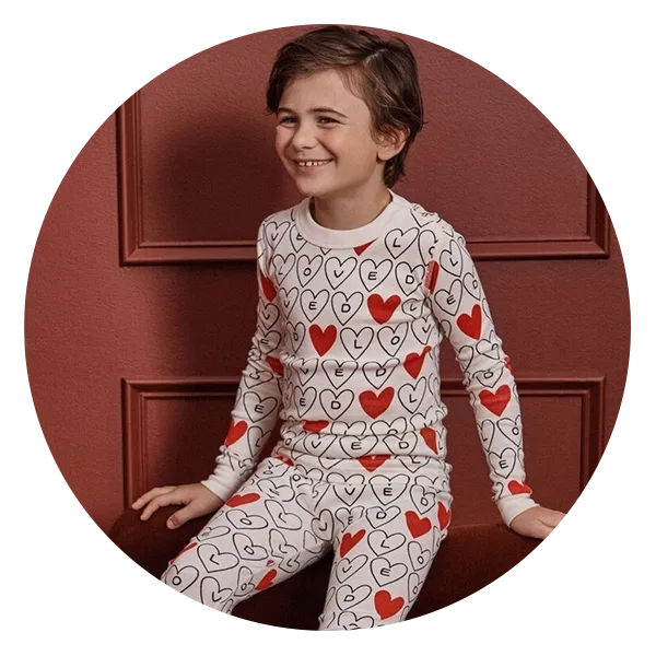 Hanna Andersson Kids Valentine's Long John Pajama Set
