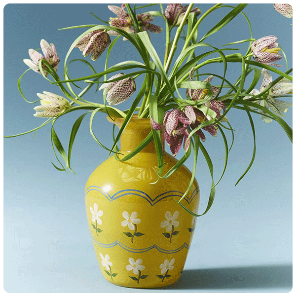 Anthropologie Scandi Floral Glass Vase