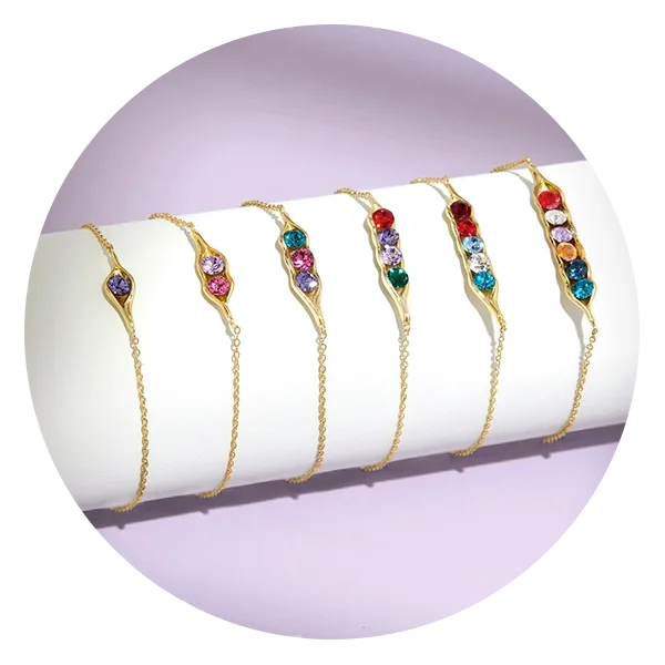 Eve’s Addiction Four Birthstone Pea in a Pod Gold Bracelet