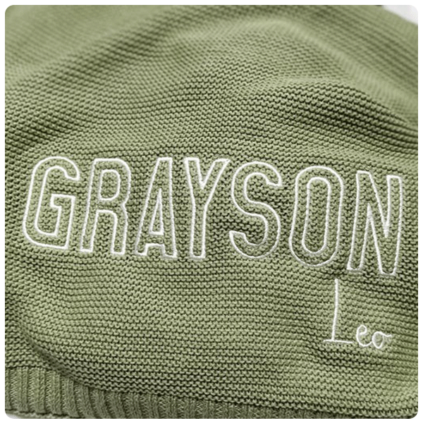 Personalize Keepsake Embroidered Baby Name Knit Blanket