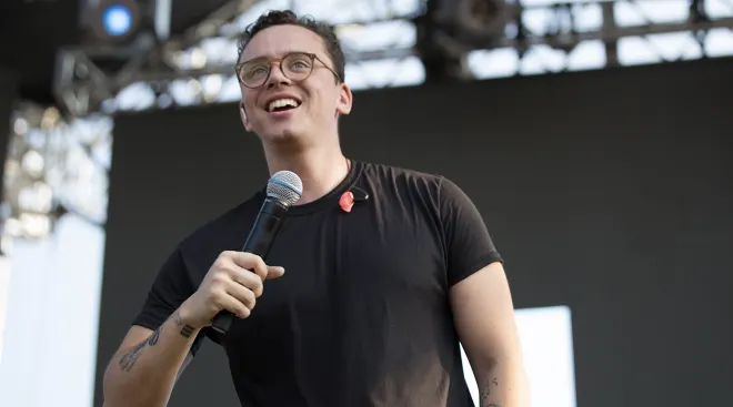 Logic performs at the 2019 InfieldFest during the 144th Preakness Stakes presented by The Stronach Group at Pimlico Race Course on May 18, 2019 in Baltimore, Maryland