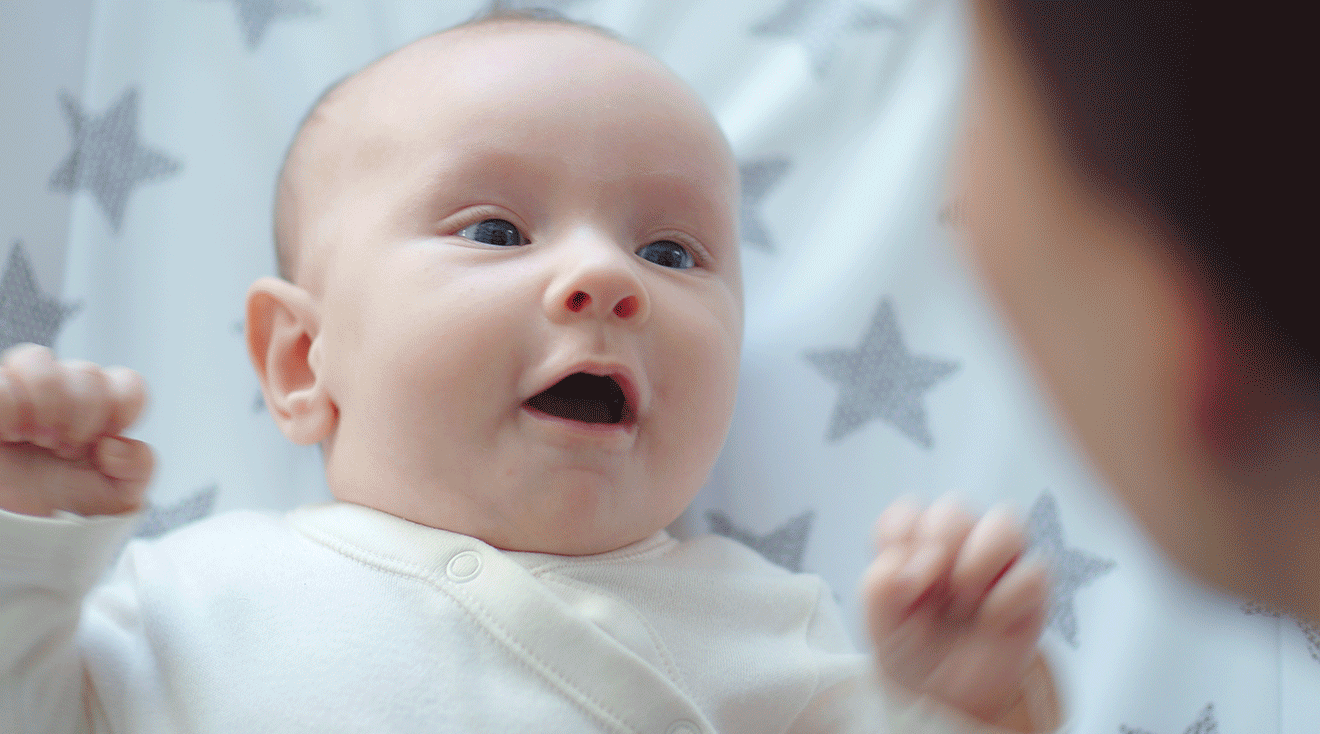 closeup of baby cooing