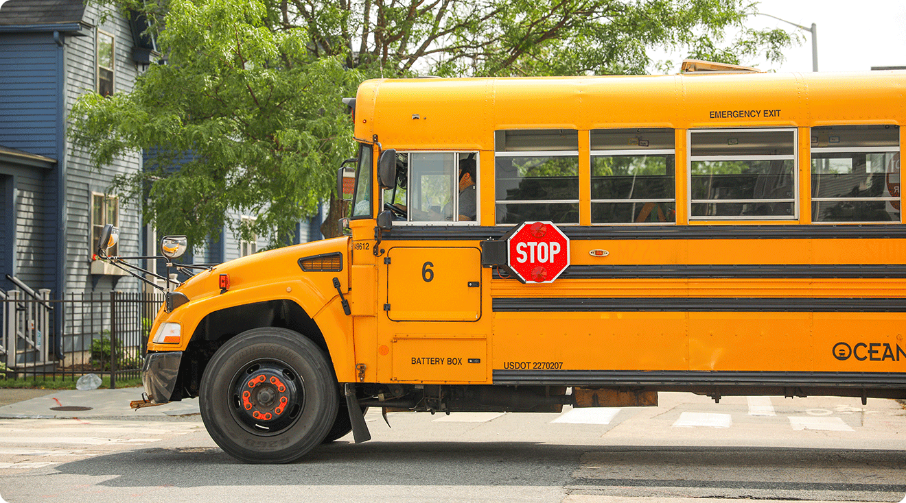 school bus in residential neighborhood