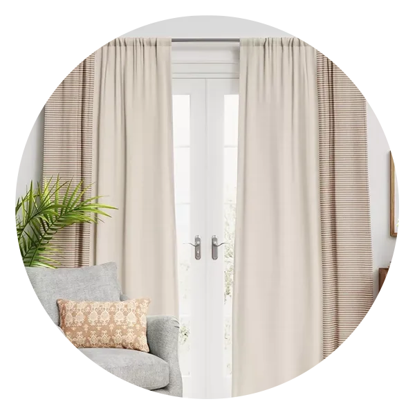  Blackout Woven Stripe Border Window Curtain Panel