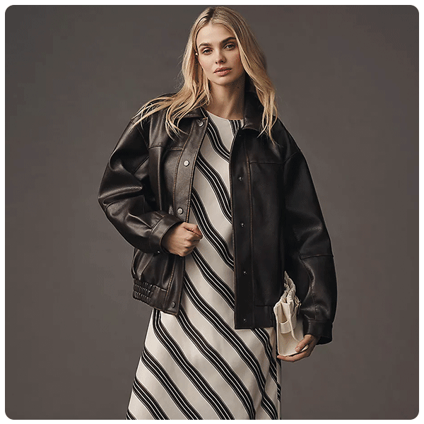 Reagan Faux Leather Bomber by Pilcro