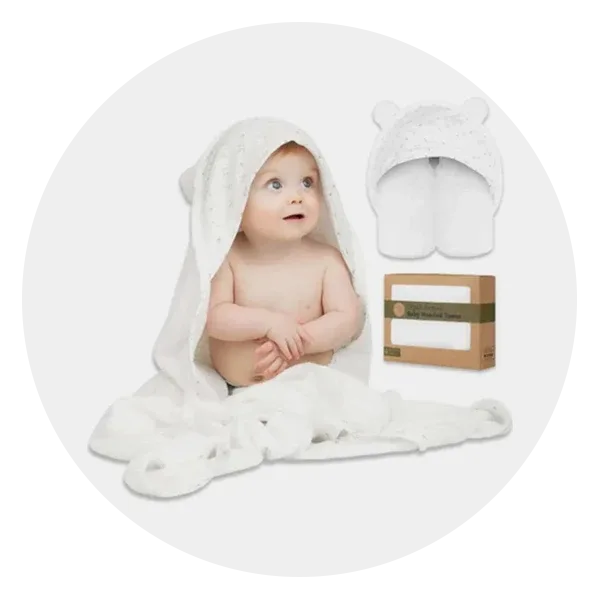 Organic Turkish Cotton Toddler Hooded Towel Set 4-Pack in White, Cotton by Quince