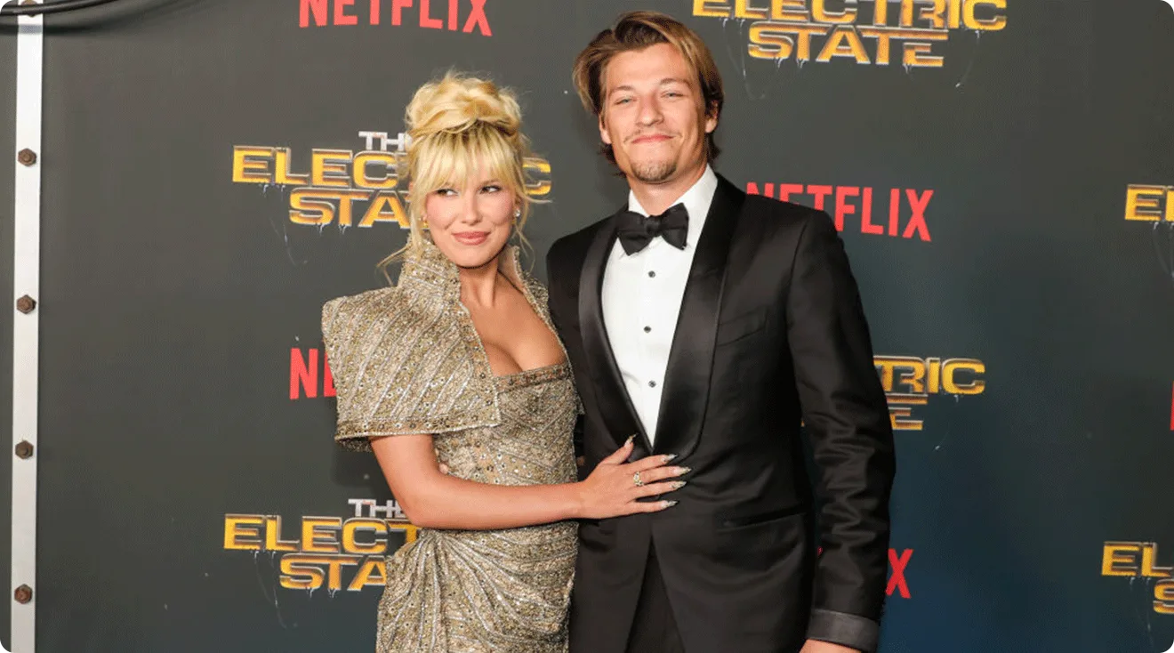 Millie Bobby Brown and Jake Bongiovi attend the world premiere of Netflix's "The Electric State" at The Egyptian Theatre Hollywood on February 24, 2025 in Los Angeles, California