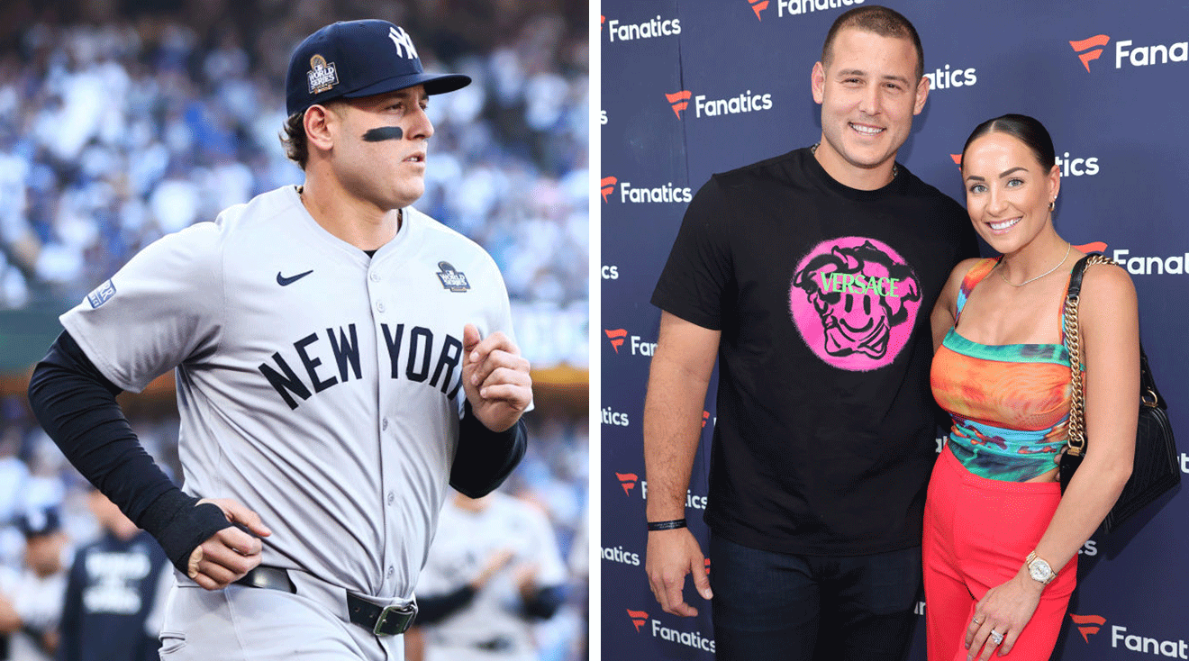 Anthony Rizzo #48 of the New York Yankees and Emily Vakos