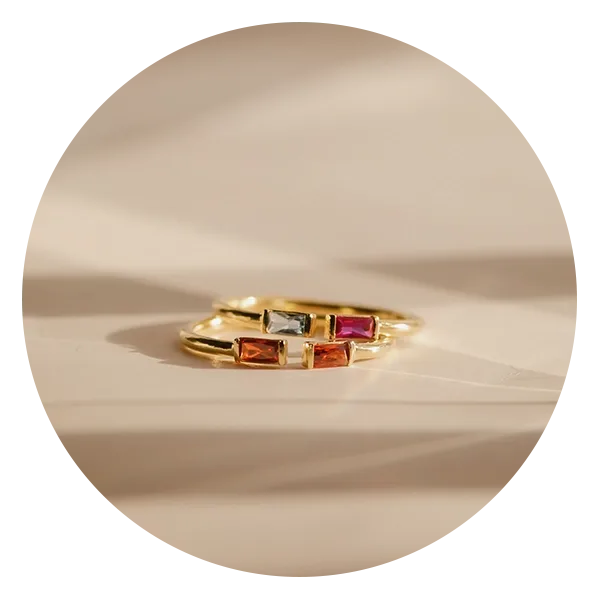 Caitlyn Minimalist Duo Baguette Birthstone Ring