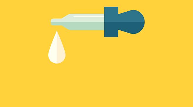 Illustration of eyedropper with liquid drop.