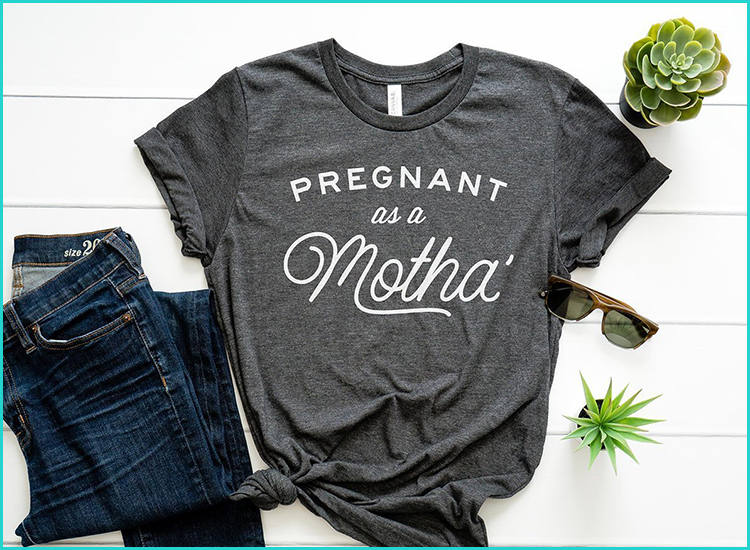 Women Mama Pregnant Cute Baby Humor Printed Plus Size Funny T-Shirt Lady Tops Maternity Clothes 