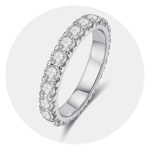 AnuClub 3mm Eternity Moissanite Wedding Band Ring
