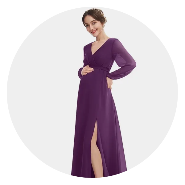 JJ's House A-Line V-Neck Floor-Length Chiffon Maternity Bridesmaid Dress