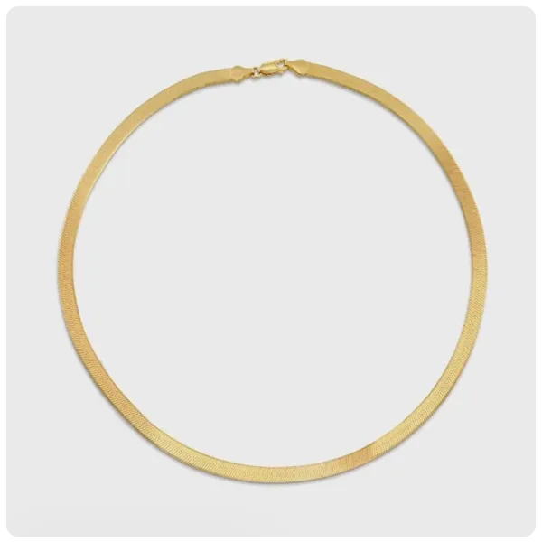 Oak and Luna Herringbone Engraved Chain Necklace Gold Vermeil