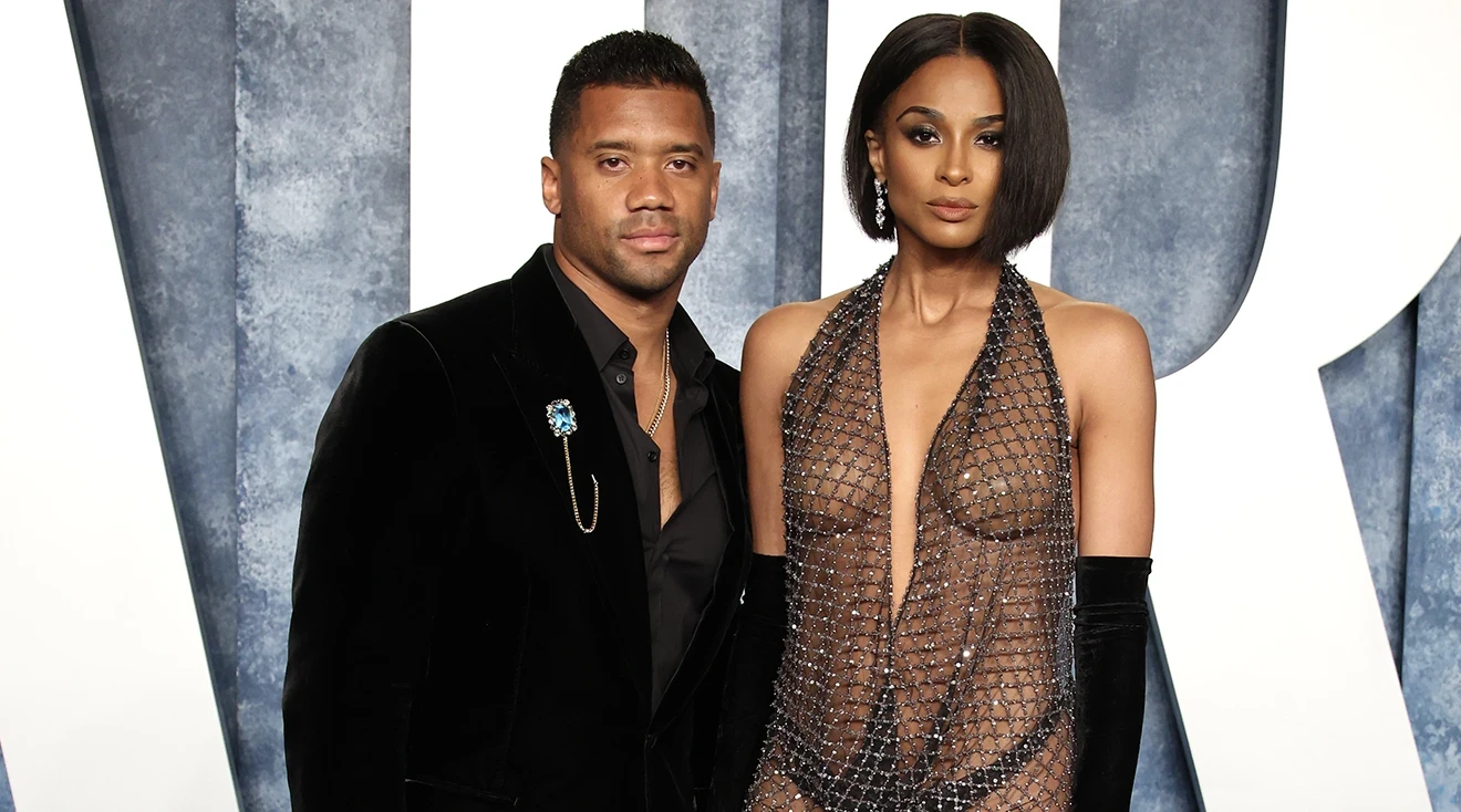 Russell Wilson and Ciara attend the 2023 Vanity Fair Oscar Party hosted by Radhika Jones at Wallis Annenberg Center for the Performing Arts on March 12, 2023 in Beverly Hills, California