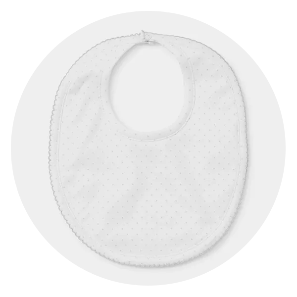 Kissy Kissy Personalized White/Silver New Kissy Dots Print Bib