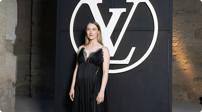 Saoirse Ronan attends the Louis Vuitton Cruise 2026 photocall at Palais Des Papes on May 22, 2025 in Avignon, France