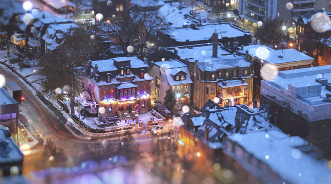 nostalgic miniature winter town