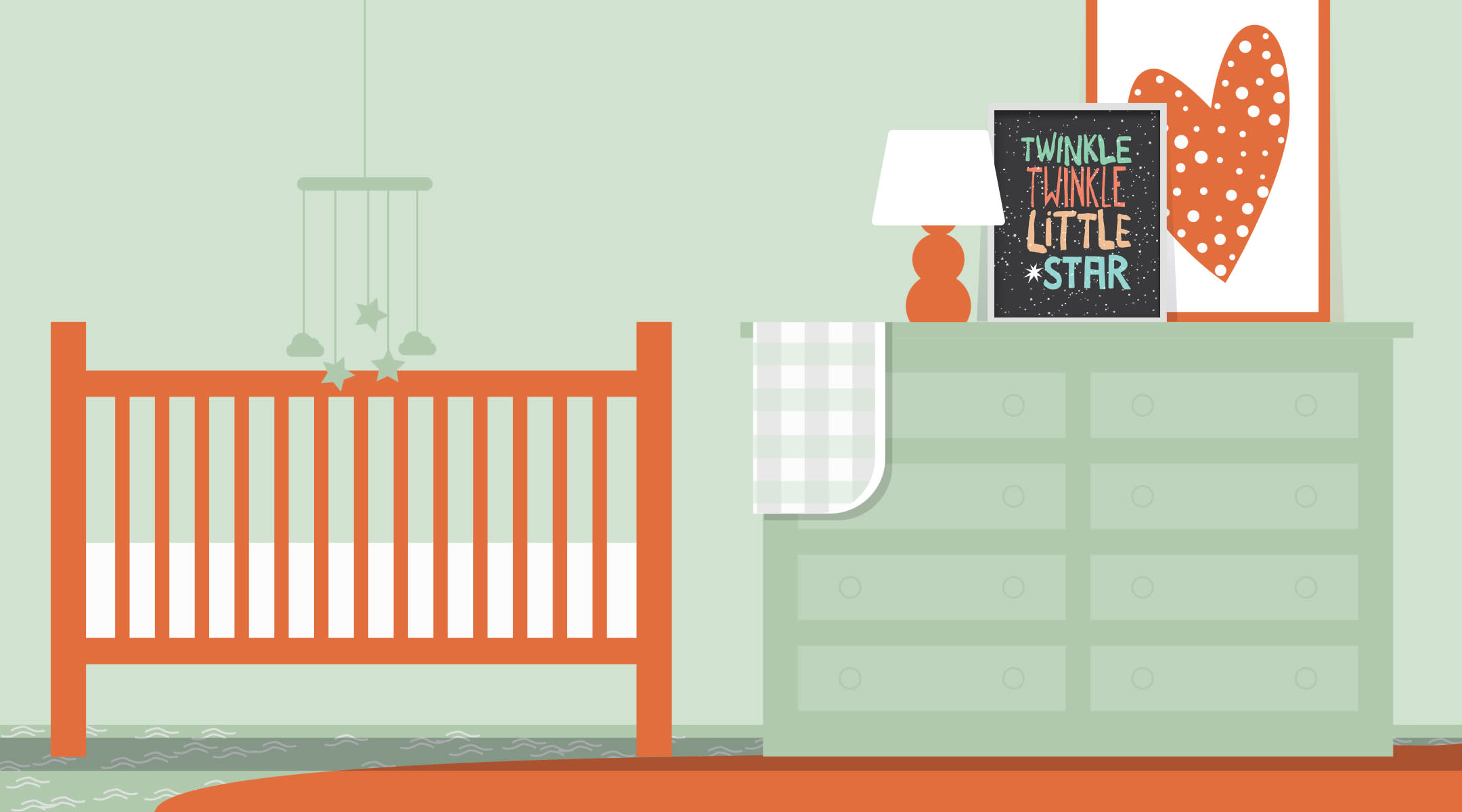 Unique Nursery Color Combinations Mint And Orange Baby Nursery Ilration