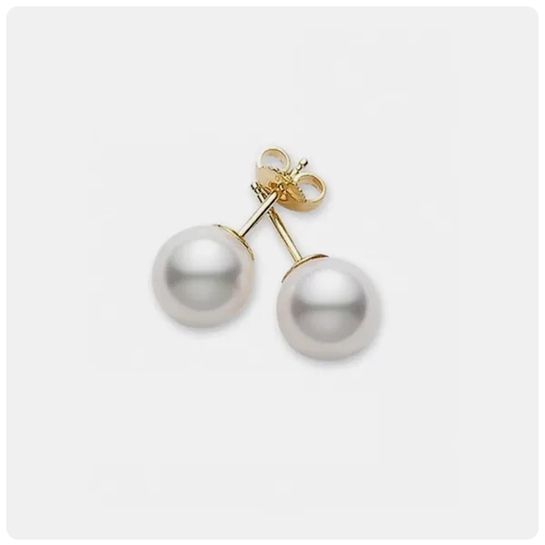 Mikimoto Akoya Cultured Pearl Stud Earrings in 18K Yellow Gold