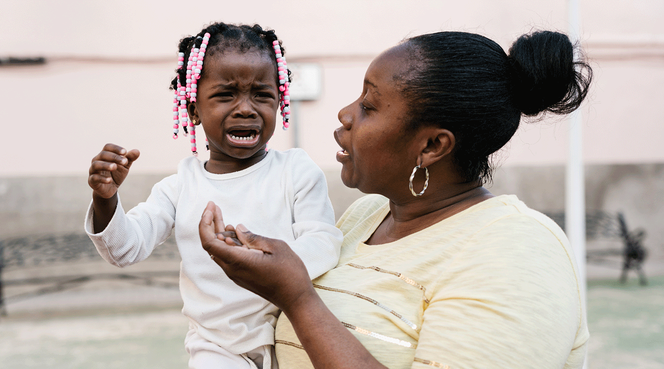 toddler whining to mom